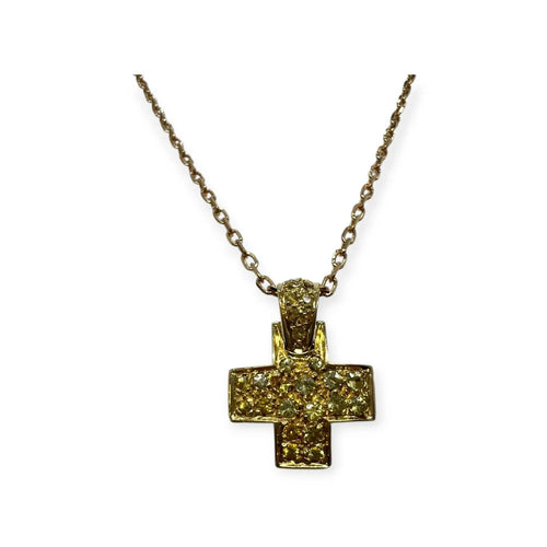 Pendentif Pomellato - Pendentif croix en or jaune et diamants jaunes 58 Facettes 330093208