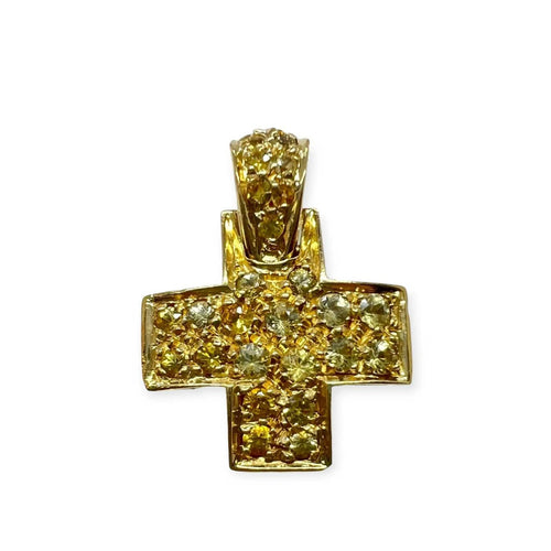 Pendentif Pomellato - Pendentif croix en or jaune et diamants jaunes 58 Facettes 330093208