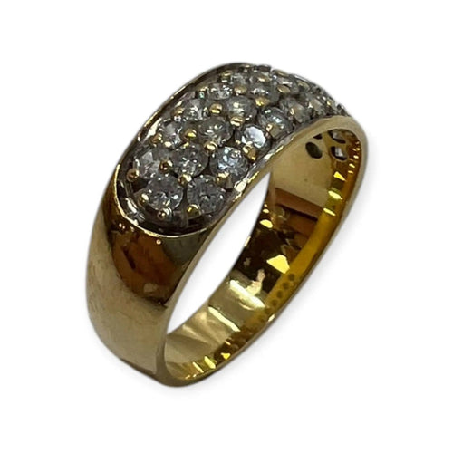 Bague 49 Bague en or jaune 750 et pavage de diamants 58 Facettes 330094071
