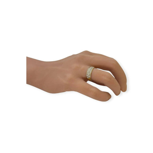 Bague 49 Bague en or jaune 750 et pavage de diamants 58 Facettes 330094071