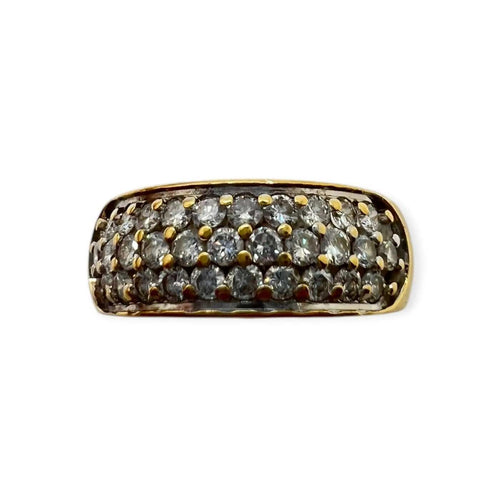 Bague 49 Bague en or jaune 750 et pavage de diamants 58 Facettes 330094071
