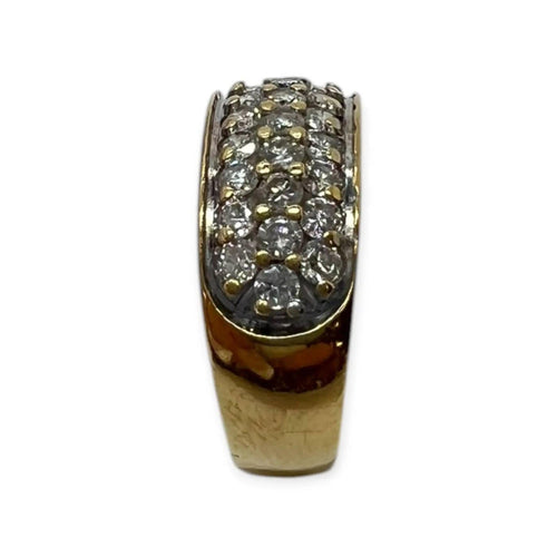 Bague 49 Bague en or jaune 750 et pavage de diamants 58 Facettes 330094071