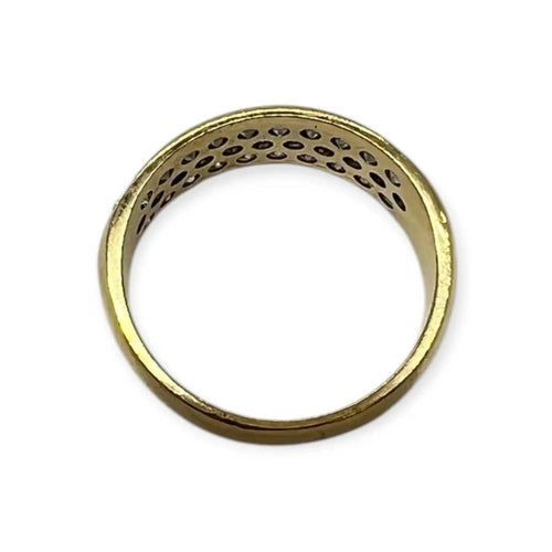 Bague 49 Bague en or jaune 750 et pavage de diamants 58 Facettes 330094071