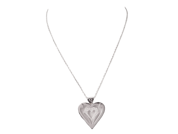 Collier Collier cœur en or blanc et diamants 58 Facettes 33084