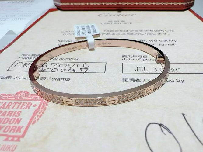 Bracelet Cartier Love - Bracelet PM en or rose pavé diamants 58 Facettes jnci72