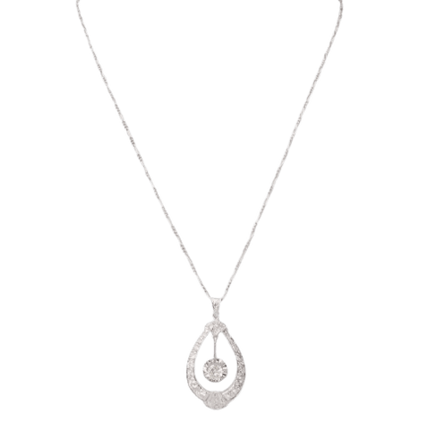 Collier Art déco - Collier en or blanc et diamants 58 Facettes 33429