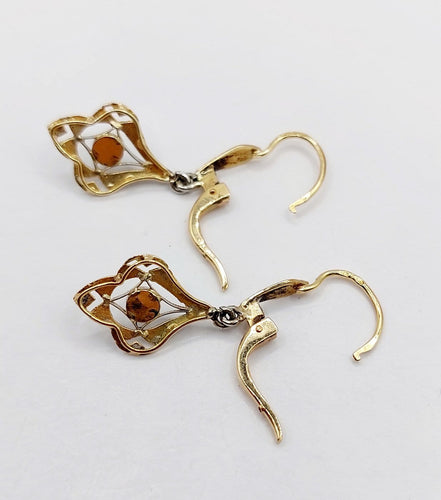 Boucles d'oreilles Dormeuses Art nouveau en or 18k et perle 58 Facettes A07369