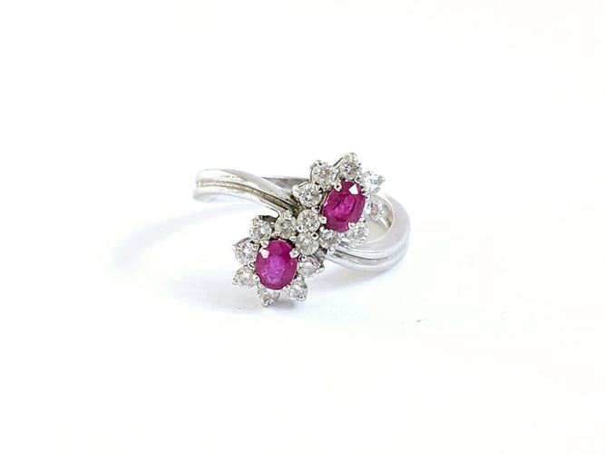 Bague 55 Bague croisée en or blanc, rubis et diamants 58 Facettes NORM20251912 - 149