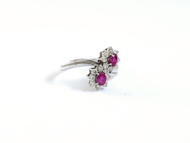 Bague 55 Bague croisée en or blanc, rubis et diamants 58 Facettes NORM20251912 - 149