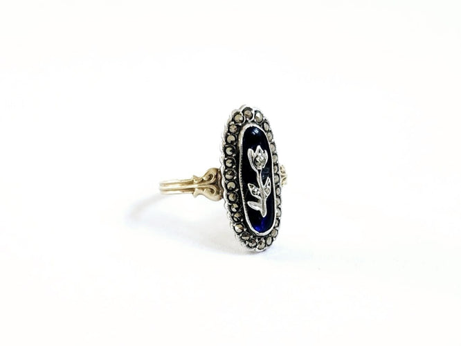 Bague 59 Bague marquise en or jaune 18 carats, argent et diamants 58 Facettes NORM20251912 - 57