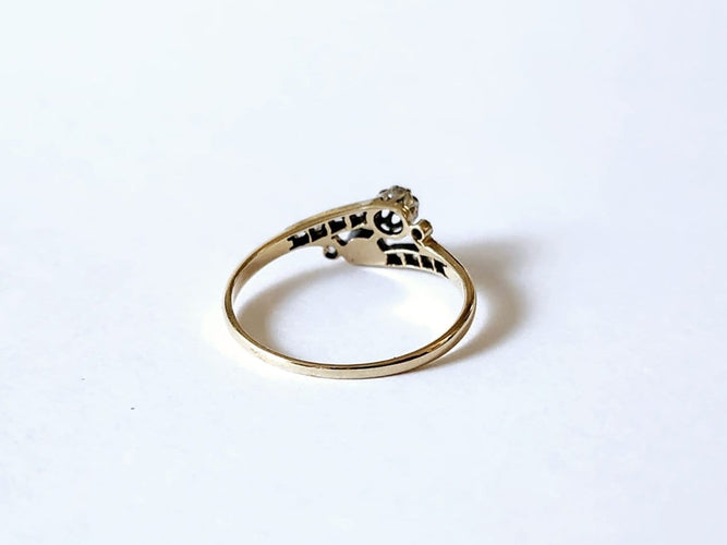Bague 54 Toi et Moi - Bague en or jaune 18K, platine, diamants et perle 58 Facettes VERM20251219 - 155