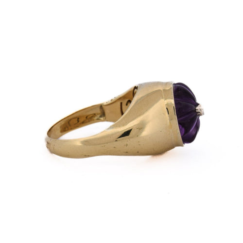 Bague 55 Bague vintage en or jaune 18 ct avec améthyste et diamant 58 Facettes AN676 (00119)