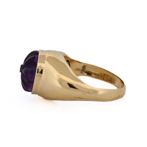 Bague 55 Bague vintage en or jaune 18 ct avec améthyste et diamant 58 Facettes AN676 (00119)