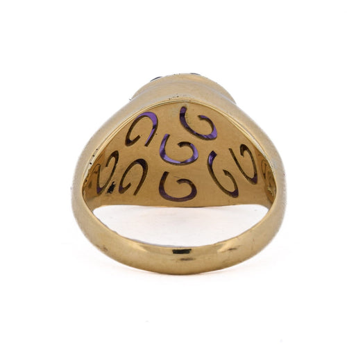 Bague 55 Bague vintage en or jaune 18 ct avec améthyste et diamant 58 Facettes AN676 (00119)