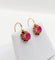 Boucles d'oreilles Dormeuses antiques circa 1900 en or rose 18k et rubis synthétiques 58 Facettes A07372