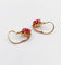 Boucles d'oreilles Dormeuses antiques circa 1900 en or rose 18k et rubis synthétiques 58 Facettes A07372