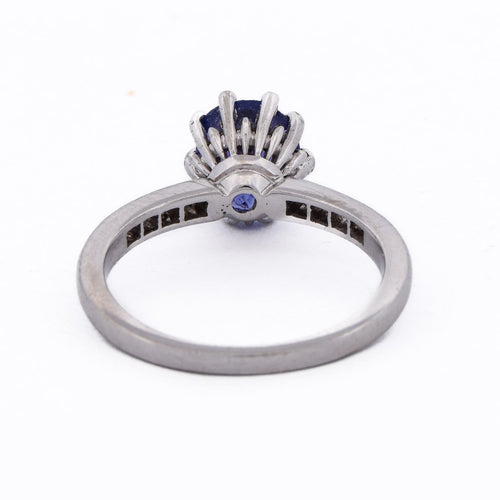Bague 53 Bague en or blanc avec tanzanite et diamants 58 Facettes AN659 (0079)