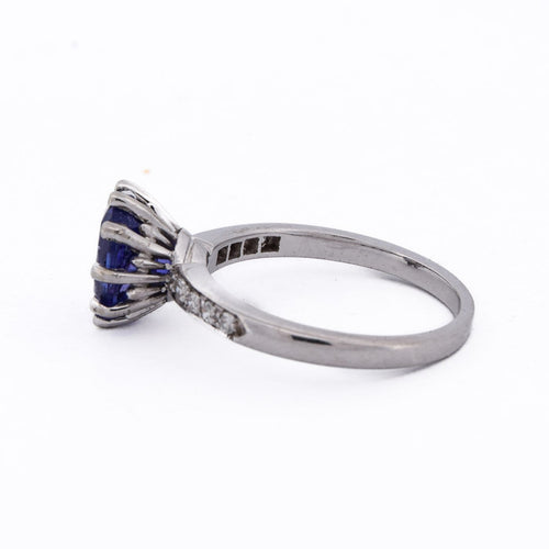Bague 53 Bague en or blanc avec tanzanite et diamants 58 Facettes AN659 (0079)