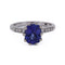 Bague 53 Bague en or blanc avec tanzanite et diamants 58 Facettes AN659 (0079)