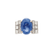 Bague en or blanc, saphir de Ceylan non chauffé et diamants