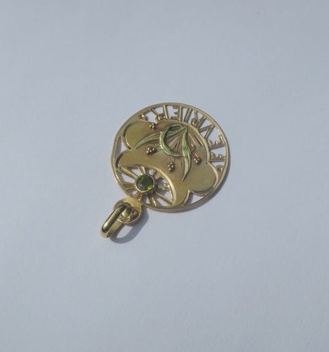 Pendentif Art Nouveau - Pendentif Février en or rose et péridot 58 Facettes Pendentif