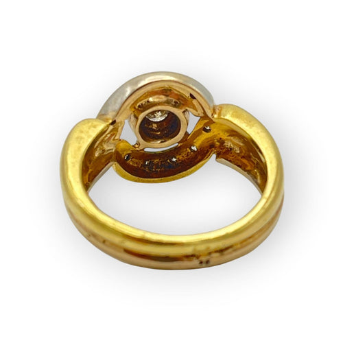 Bague 55 Bague vintage tourbillon en or jaune et blanc 750 et diamants 58 Facettes 149068615