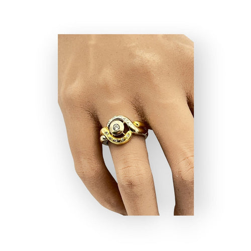 Bague 55 Bague vintage tourbillon en or jaune et blanc 750 et diamants 58 Facettes 149068615