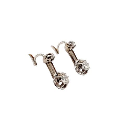 Boucles d'oreilles Dormeuses Art déco en or blanc 18k et diamants 58 Facettes A07382