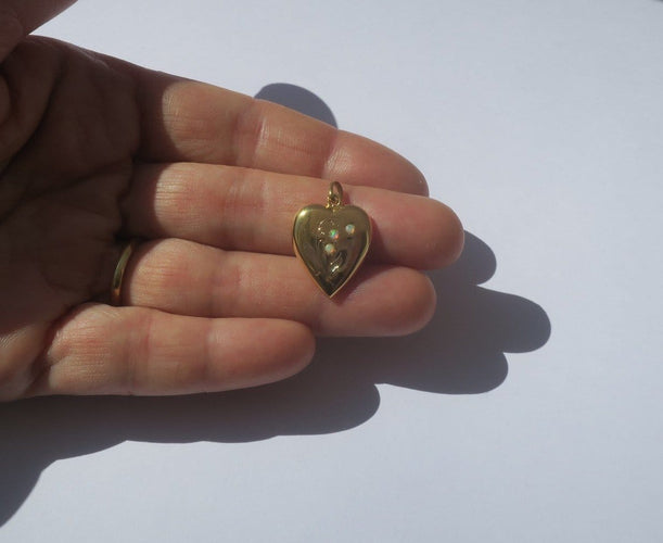 Pendentif Art Nouveau - Pendentif cœur muguet en or jaune et opales 58 Facettes Pendentif