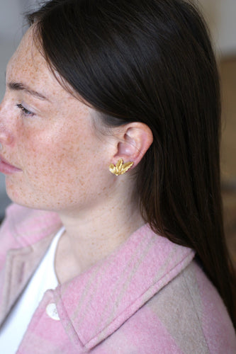 Boucles d'oreilles Boucles d'oreilles clip feuille en or jaune, années 60 58 Facettes