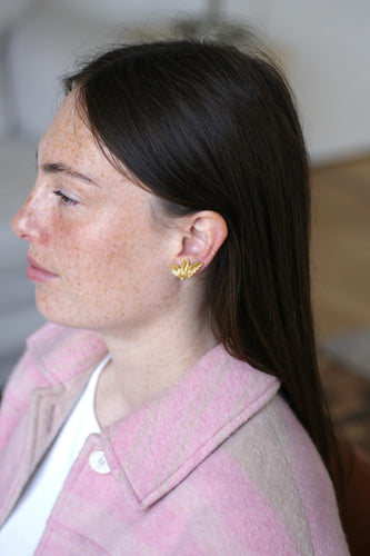 Boucles d'oreilles Boucles d'oreilles clip feuille en or jaune, années 60 58 Facettes