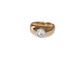 Bague jonc en or jaune, or blanc et diamant taille ancienne
