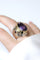 Bague 58 Bague chevalière en or jaune, argent, améthyste et tourmalines roses 58 Facettes