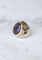 Bague 58 Bague chevalière en or jaune, argent, améthyste et tourmalines roses 58 Facettes