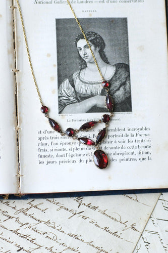 Collier Collier draperie ancien en or rose et or jaune, grenats de Perpignan 58 Facettes