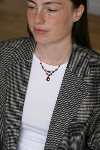 Collier Collier draperie ancien en or rose et or jaune, grenats de Perpignan 58 Facettes