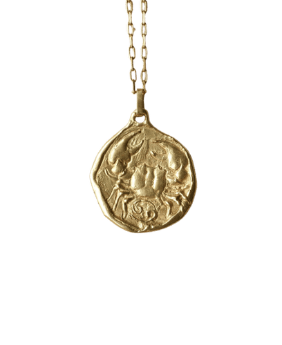 Pendentif Médaille astrologique Cancer - Pendentif en or jaune années 70 58 Facettes