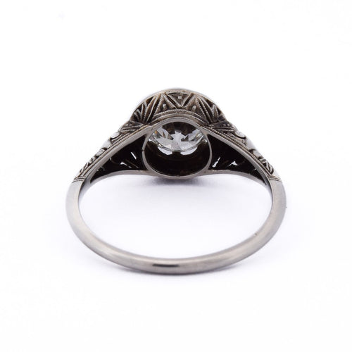 Bague 55 Bague ancienne Art Nouveau en or blanc 18 kt et diamant 58 Facettes AN570 P20 (00029)