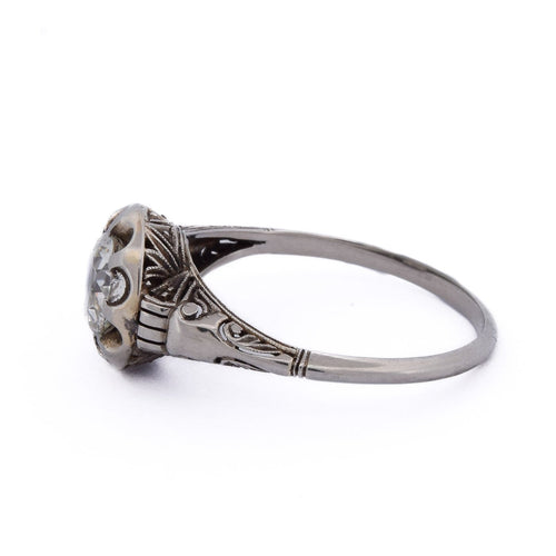 Bague 55 Bague ancienne Art Nouveau en or blanc 18 kt et diamant 58 Facettes AN570 P20 (00029)