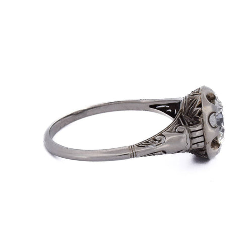 Bague 55 Bague ancienne Art Nouveau en or blanc 18 kt et diamant 58 Facettes AN570 P20 (00029)