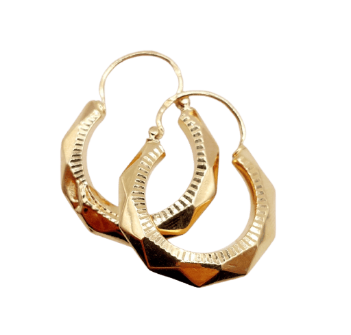 Boucles d'oreilles Créoles Art déco en or rose 18k à motifs géométriques 58 Facettes A07384