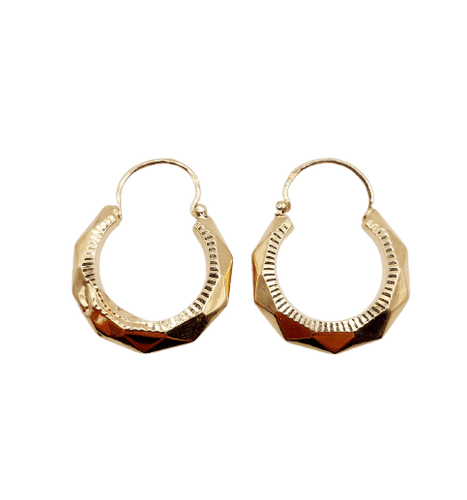 Boucles d'oreilles Créoles Art déco en or rose 18k à motifs géométriques 58 Facettes A07384