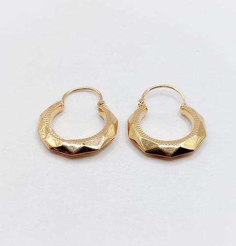 Boucles d'oreilles Créoles Art déco en or rose 18k à motifs géométriques 58 Facettes A07384