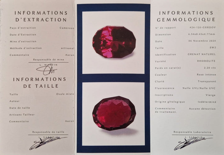 Bague Grenat rhodolite - Pierre 2,20 ct du Cameroun 58 Facettes #24-120-GRRDOV
