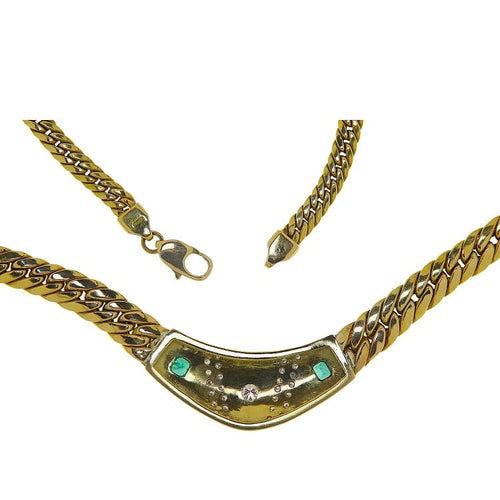 Collier Collier ras-de-cou en or jaune, diamants et émeraudes 58 Facettes G3969
