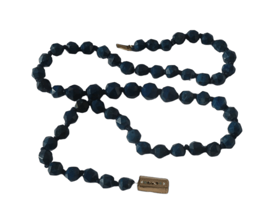 Collier Collier en chute en pierres bleues naturelles et fermoir or rose émaillé 58 Facettes Collier