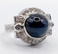 Bague 53 Bague Art déco en or blanc 18k, platine, saphir et diamants 58 Facettes A07390