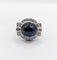 Bague 53 Bague Art déco en or blanc 18k, platine, saphir et diamants 58 Facettes A07390