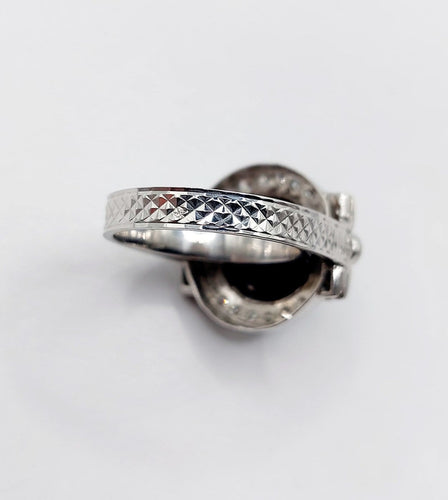 Bague 53 Bague Art déco en or blanc 18k, platine, saphir et diamants 58 Facettes A07390
