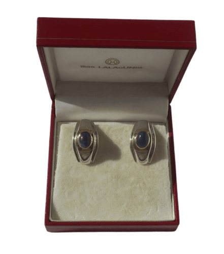 Boucles d'oreilles Ilias Lalaounis - Boucles d’oreilles clips en argent, or jaune et saphirs 58 Facettes Boucles d'oreilles